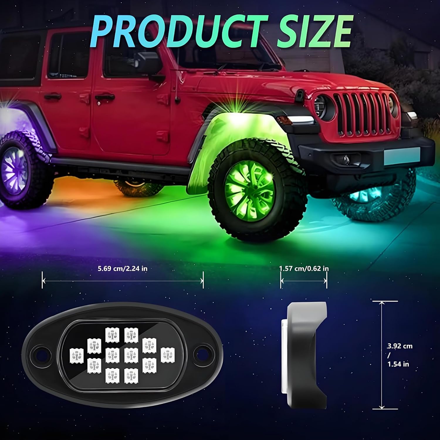 RGB Car Lights APP Controlled LED Underbody Light Kit with 12 Premium 5050 LED Chips 16 Million Colors Music Sync for Cars Trucks SUVs ATVs Boats