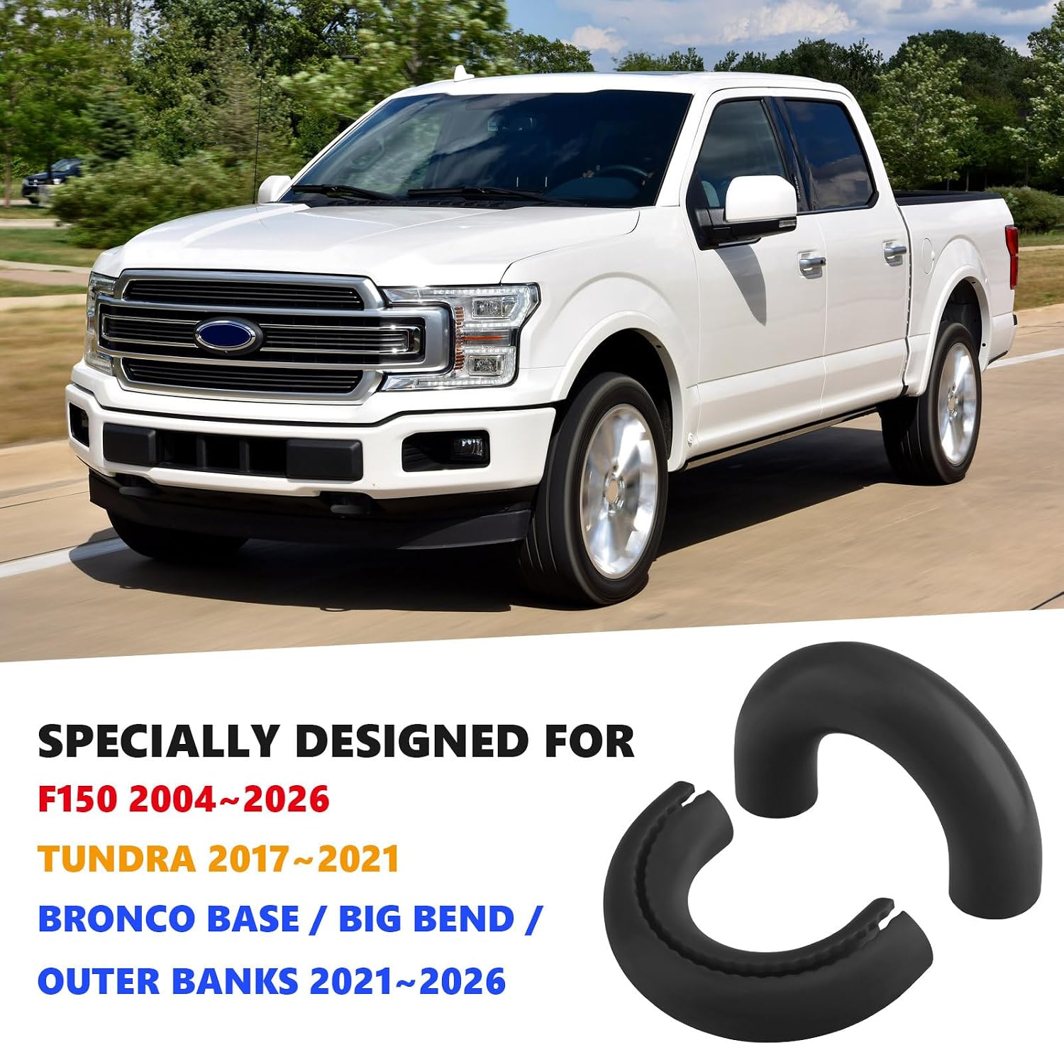 Tow Hooks Covers for Ford F150 2004-2026 Bronco Base/Big Bend/Outer Banks 2021-2026 Compatible with Toyota Tundra Accessories 2017-2021 (Black)