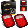 Partsam 2x Universal 16 LED Stop Tail Turn Signal Backup Reverse Brake Clearance Marker Lights Lamps Red/White Replacement for Jeep YJ JK CJ Truck Trailer Waterproof 12V
