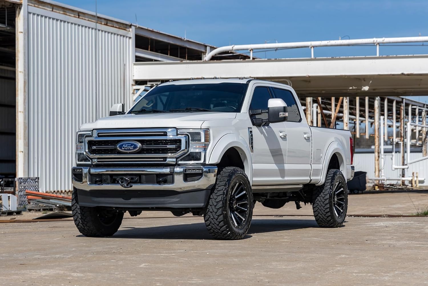 Rough Country Sport Fender Flares for Ford F-250/F-350 Super Duty (2017-2022) - 1" Tire Coverage, 7" Height, UV-Resistant ABS, Paintable Matte Black