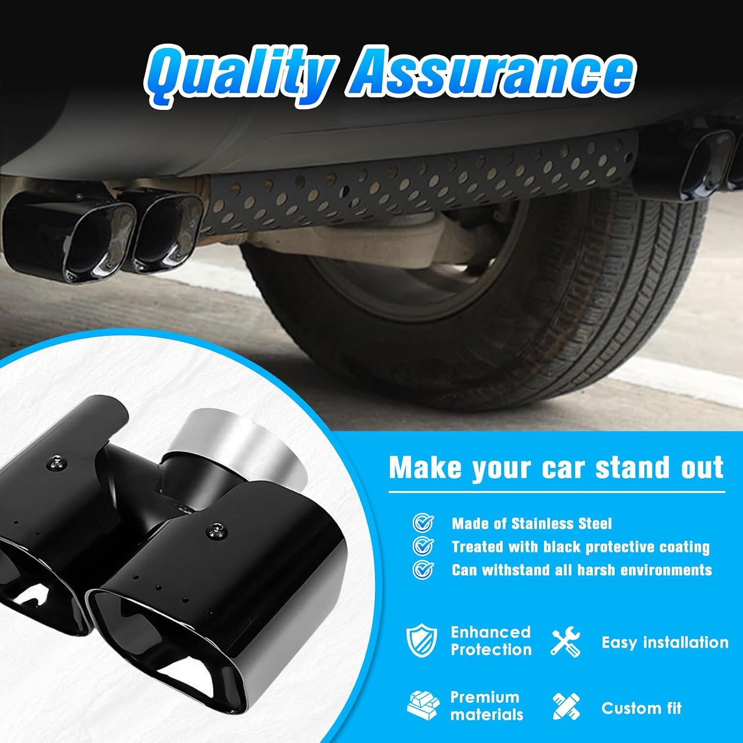 Exhaust Pipe Trim for Land Rover Defender 2020-2025 - Stainless Steel Straight Cut Tailpipe Tip,Easy Installation Exhaust Accessory for Defender 90/110/130