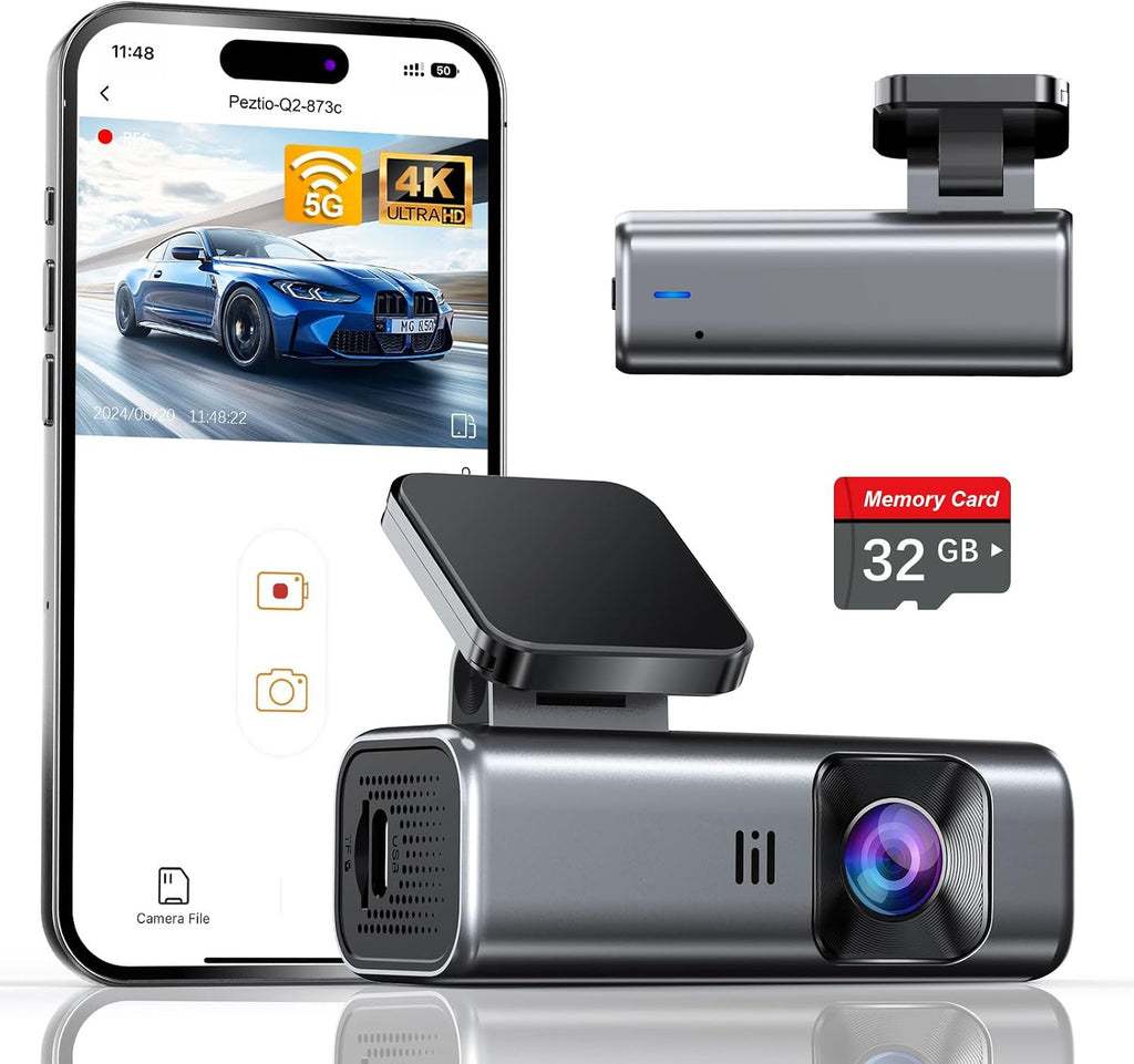 galphi 4k dash cam front, 5ghz wifi, 32gb, main product view