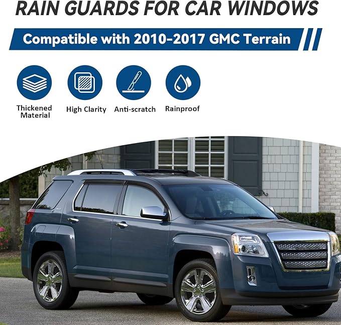 4pcs Front+Rear Smoke Tint Sun/Rain Guard Outside Mount Tape-On Vent Window - Image 2