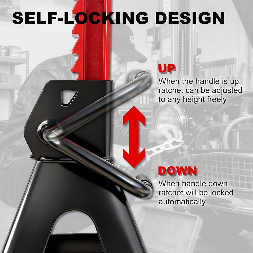 3 Ton (6,600 LBs) Jack Stands with Double Pin Locking,Rubber Cover and Large Foot Base,11"-17" Adjustable Height,Heavy Duty Car Jack Stands,Lifting SUV,MPV,Pickup Truck,ATV/UTV,1 Pair