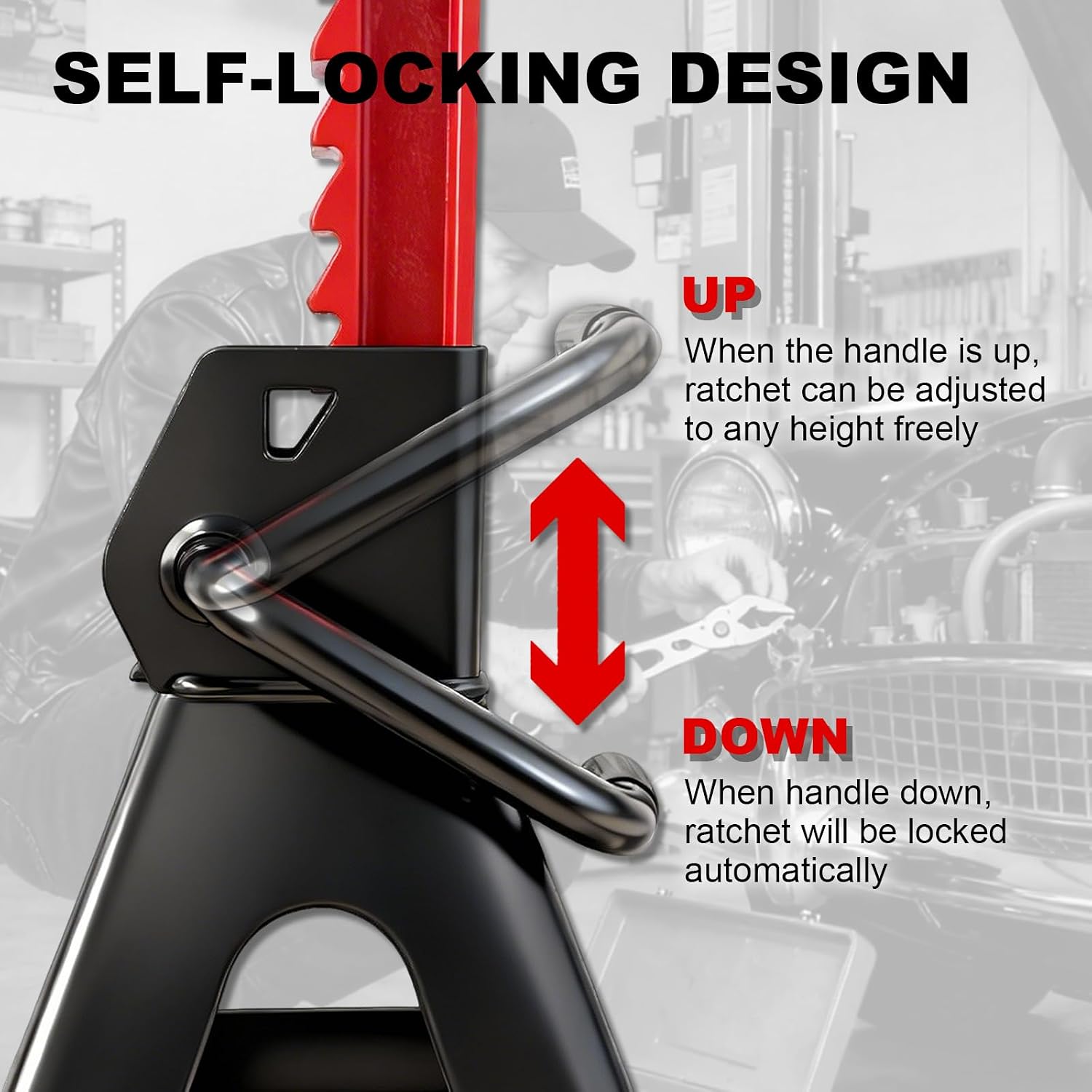 3 Ton (6,600 LBs) Jack Stands with Double Pin Locking,Rubber Cover and Large Foot Base,11"-17" Adjustable Height,Heavy Duty Car Jack Stands,Lifting SUV,MPV,Pickup Truck,ATV/UTV,1 Pair