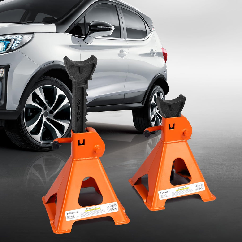 Jack Stands 3 Ton (6,500 lb) Capacity Steel, 1 Pair Orange Lifting Stand Adjustable Jack Stands