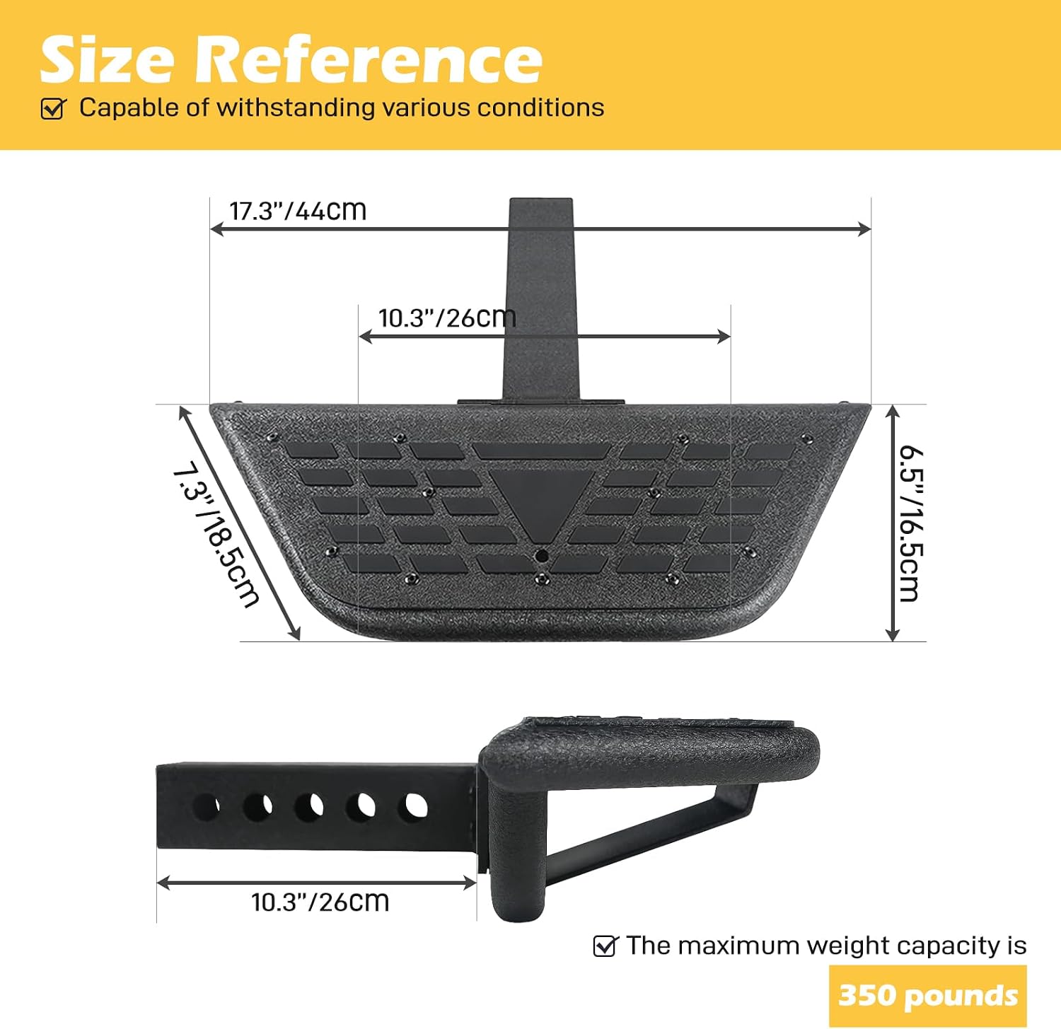 Universal Hitch Steps for Pickup Truck - Anti-Slip Solid Trailer Hitch Step for 2 Inch Receiver Hitch Accessories Rear Bumper Guard Protector for Car SUV ATV Upgraded Textured Black with Pin Lock