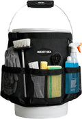 MELOTOUGH Bucket Car Wash Tool Organizer for Garden Cleaning bucket organizer Water-resistant Mesh Pockets for Clean Supplier, Car Wash Supplier Tools Fit 3.5 to 5 Gallon Bucket (Black)
