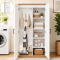 68.9" wooden broom closet storage cabinet with perforated, main product view