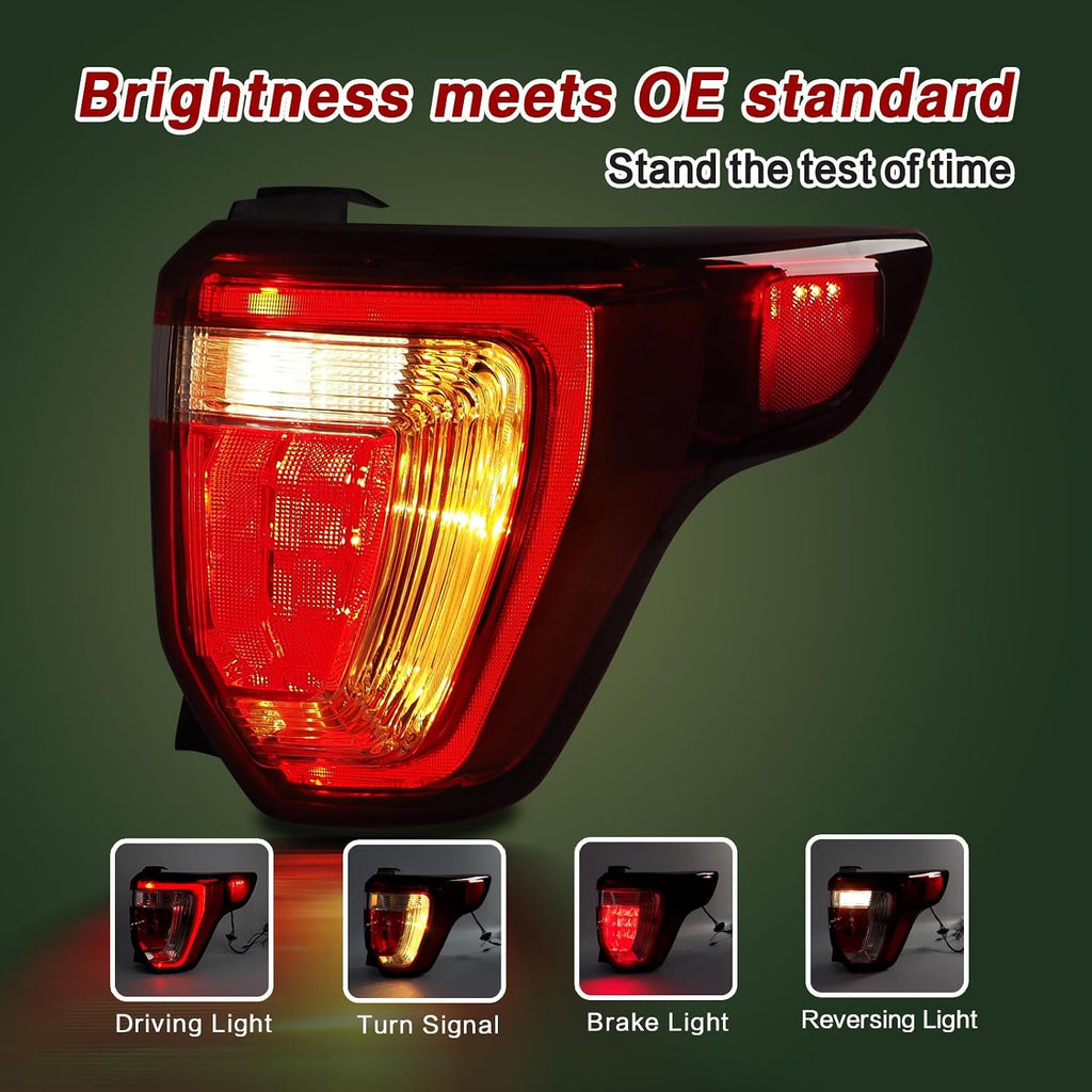 LED Tail Lights Compatible with 2016 2017 2018 2019 Ford Explorer | TailLights Assembly Rear Brake Lamp with Bulbs and Harnesses OE:FB5Z13404A(2016-2019 ford explorer, Right Passenger Side)