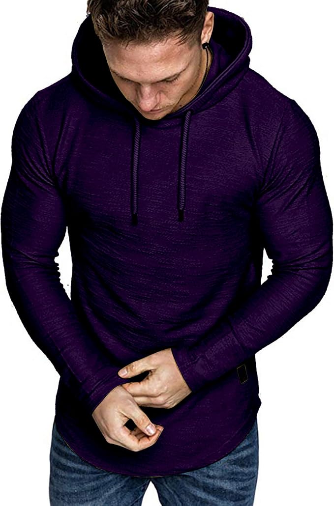 Lexiart Mens Fashion Athletic Hoodies Sport Sweatshirt Solid Color Fleece - Image 2