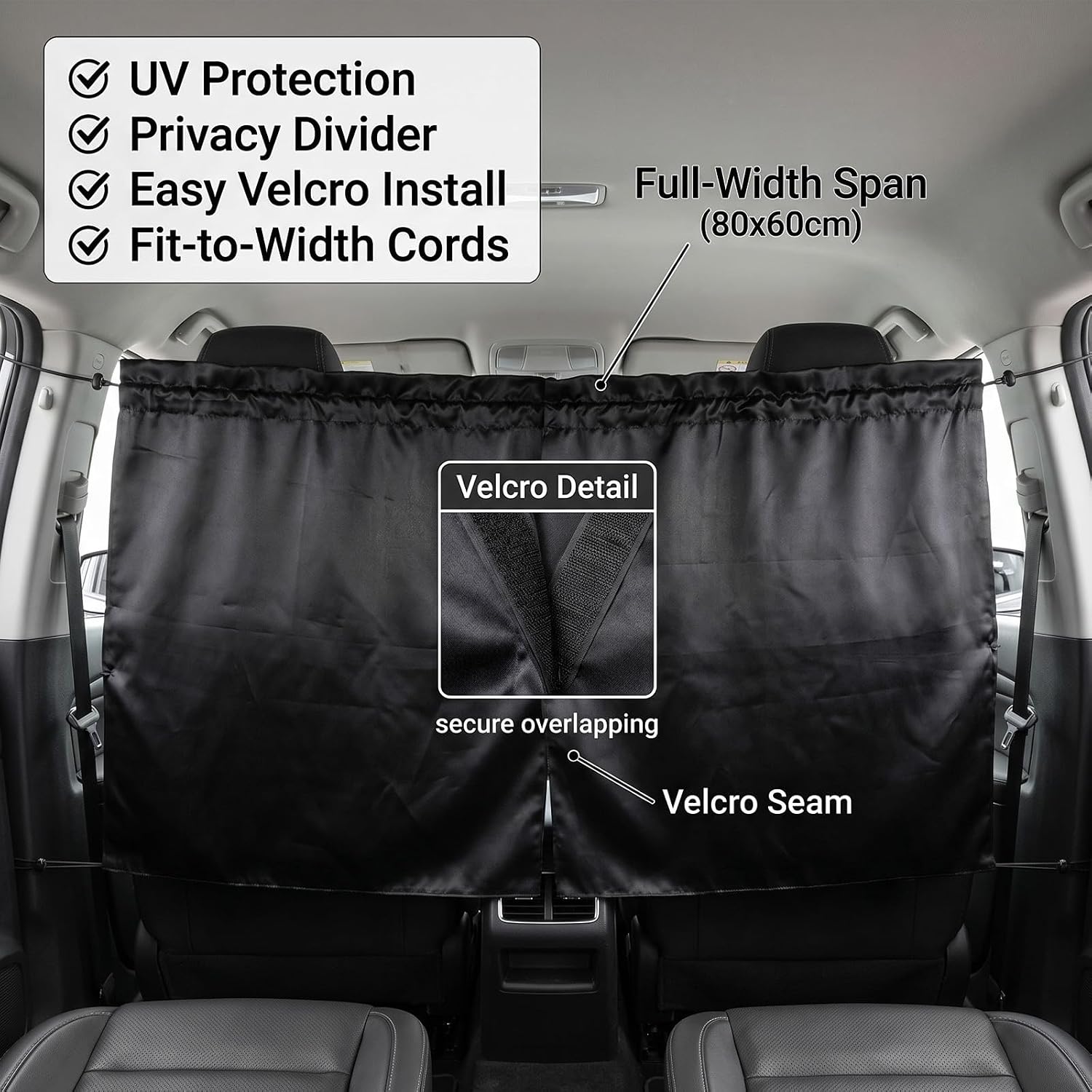 3Pcs Car Privacy Curtain, Car Window Shades | Universal Car Window Shades Light Blocking Sunshades, Side Window Covers Car Interior Accessories for Sleeping Traveling