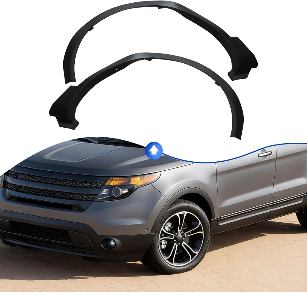 Fender Flares Compatible with 2011-2015 Ford Explorer,Front Left & Right Wheel Arch Trim Pair,PP Material Black Fender Flares Replacement for FO1290126 BB5Z16039AA BB5Z16038AA