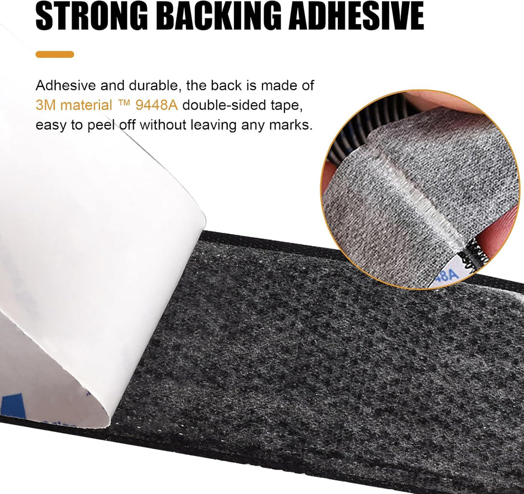 20PCS Car Mat Fixing Stickers, Nylon Waterproof Non-Shedding Vehicles Foot Pads Backing Adhesive, Multifunctional Cuttable Traceless, for Cushions, Sofa Mat, Carpets (Black)