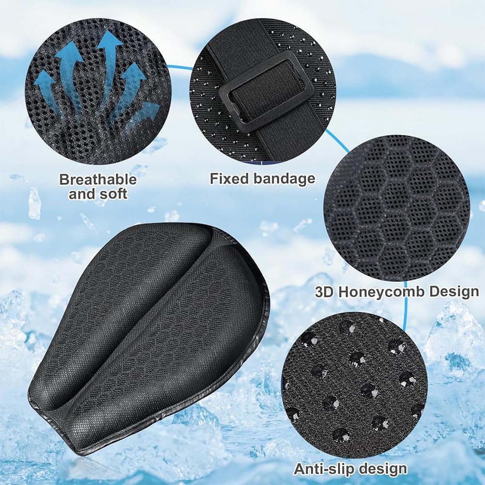 Motorcycle Seat Cushion Gel Pad for Indian Pursuit Dark Horse 2022-2025 3D Honeycomb Breathable Cooling Seat Cover Shock Absorption Pressure Relief Anti Slip Straps