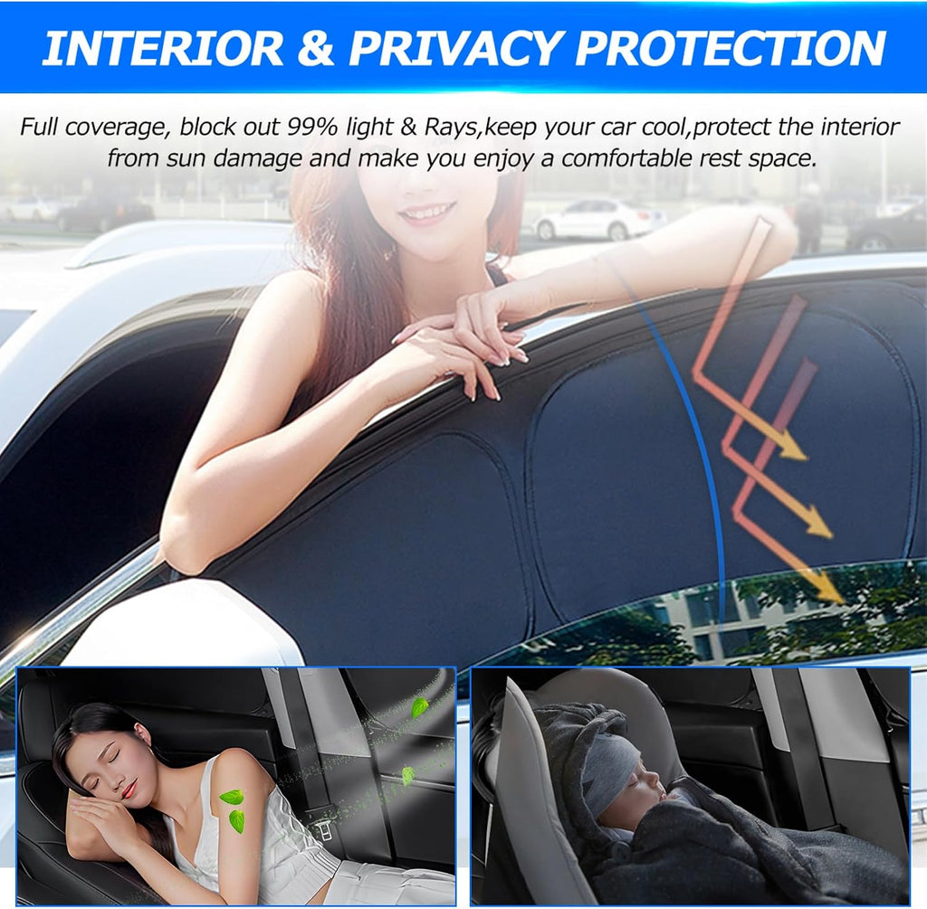 Karltys 3PCS Windshield Sun Shade for 2022-2025 Rivian R1T, Thickened Reflective Front and Side Window Sunshade Custom Fit Rivian R1T, Foldable Sun Visor UV Blocker Keeps Your Car Cool