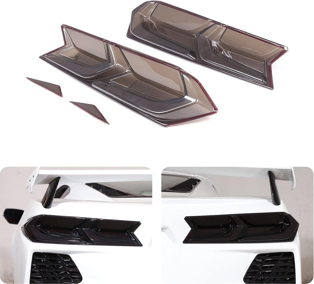Sekhyna Car Tail Light Smoked Black Protection Cover Trim ABS 4PCS Compatible with Chevrolet Corvette C8 Stingray 2020-2023 Taillight Shell Cover Trim Accessories