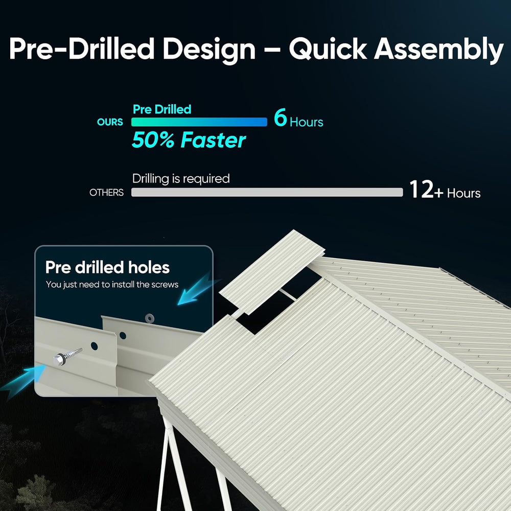 ADVANCE OUTDOOR 13x26 FT Heavy Duty Metal Carport with Vertical Roof, Pre-Dri...