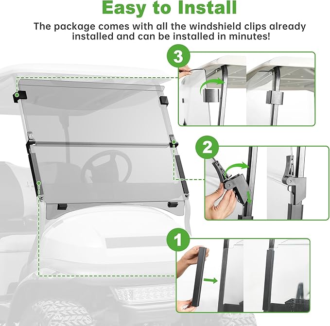10L0L Golf Cart Windshield for Club Car Precedent 2004-Up, 2017-Up Onward - Image 7