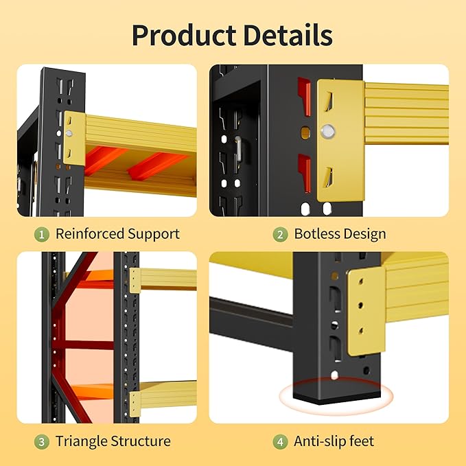 Garage Shelving Unit, 4 Tier Heavy Duty Racks, Easy Assembly, Metal Racks - Image 4