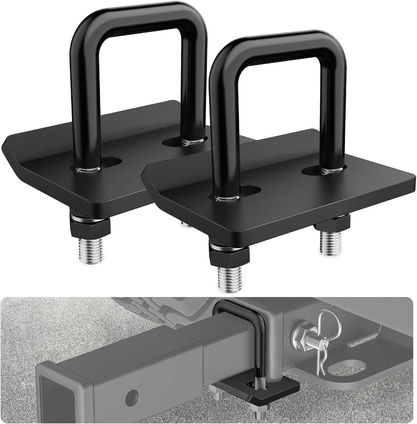 Nilight 2PCS Trailer Hitch Tightener for 2 inch Trailer Hitches Hitch Mount Anti Rattle Heavy Duty Steel with Rubber Anti-Rust Triple Protective Matte Black