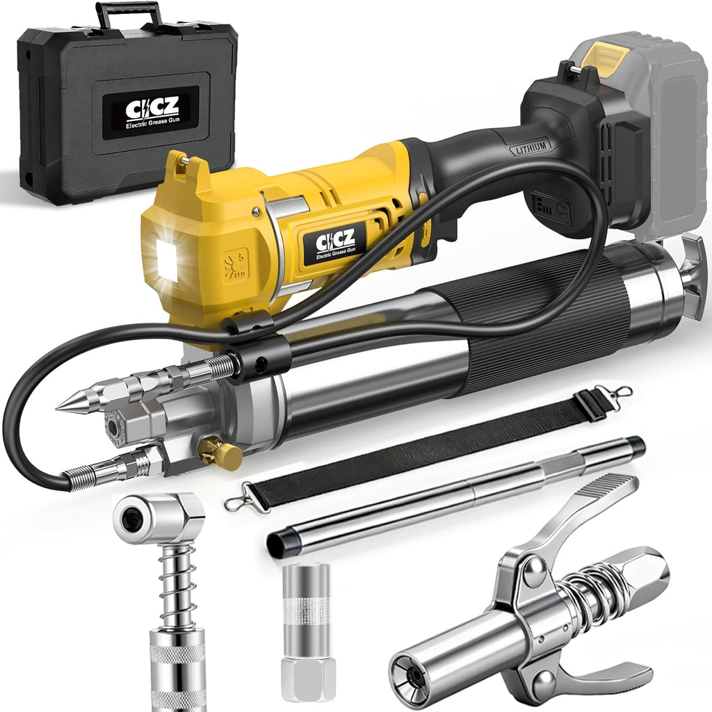 Electric Grease Gun Compatible with DeWalt 20V Battery, Variable Speed Triggers, 10000 PSI High-Pressure Cordless Grease Gun Works with Bulk & Cartridge Grease, 39" Hose & 4 Couplers (Tool Only)
