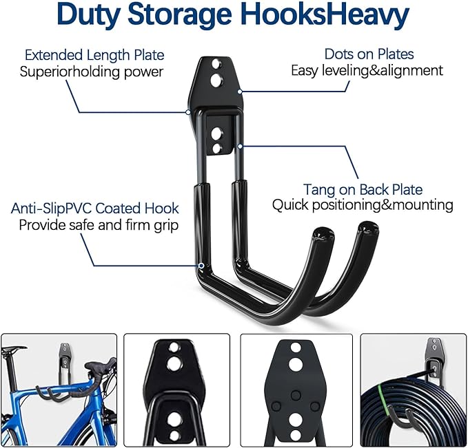 3-H Large Garden Hose Holder Wall Mount 4 Pack, Solid Steel Hose Hanger - Image 3