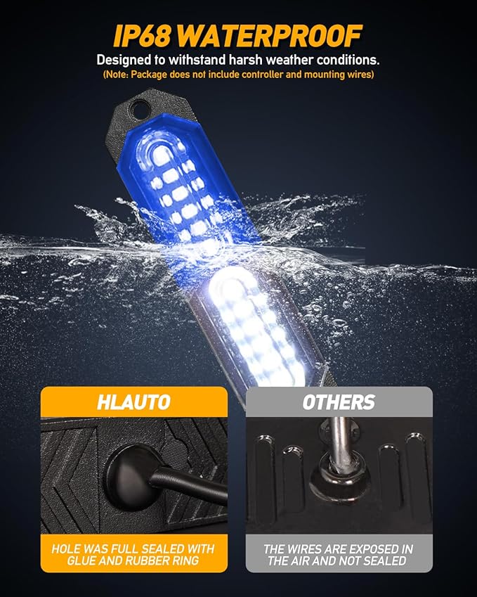 HLauto 1200T Emergency Strobe Grille Lights: 8pcs 12 LED Sync Feature Safety - Image 4