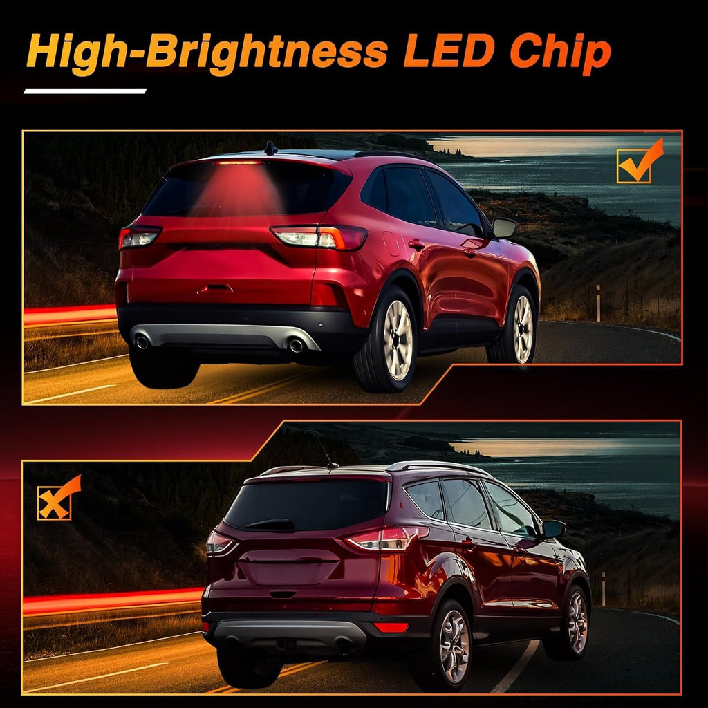 FUSCH LED Third Brake Light High Mount Stop Lamp Compatible with Ford Escape 2013-2019 Rear Center 3rd Brake Light Replace# CJ5Z-13A613-D