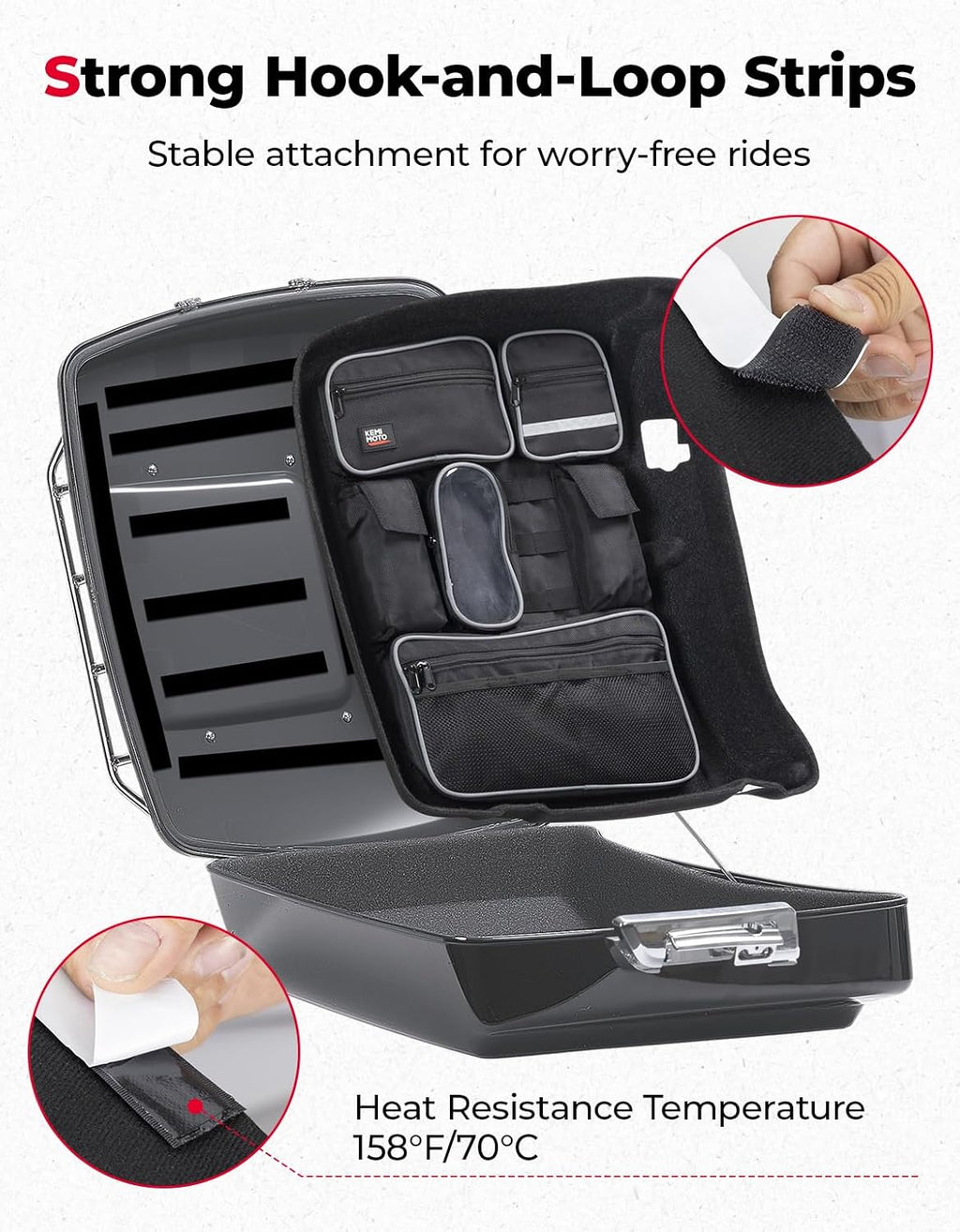 KEMIMOTO for Tour Pack Lid Organizer with Shell Motorcycle Storage Bag Chopped Tour Pack Liner Compatible with Touring Road King Electra Street Road Tri Glide Limited 2014-2025