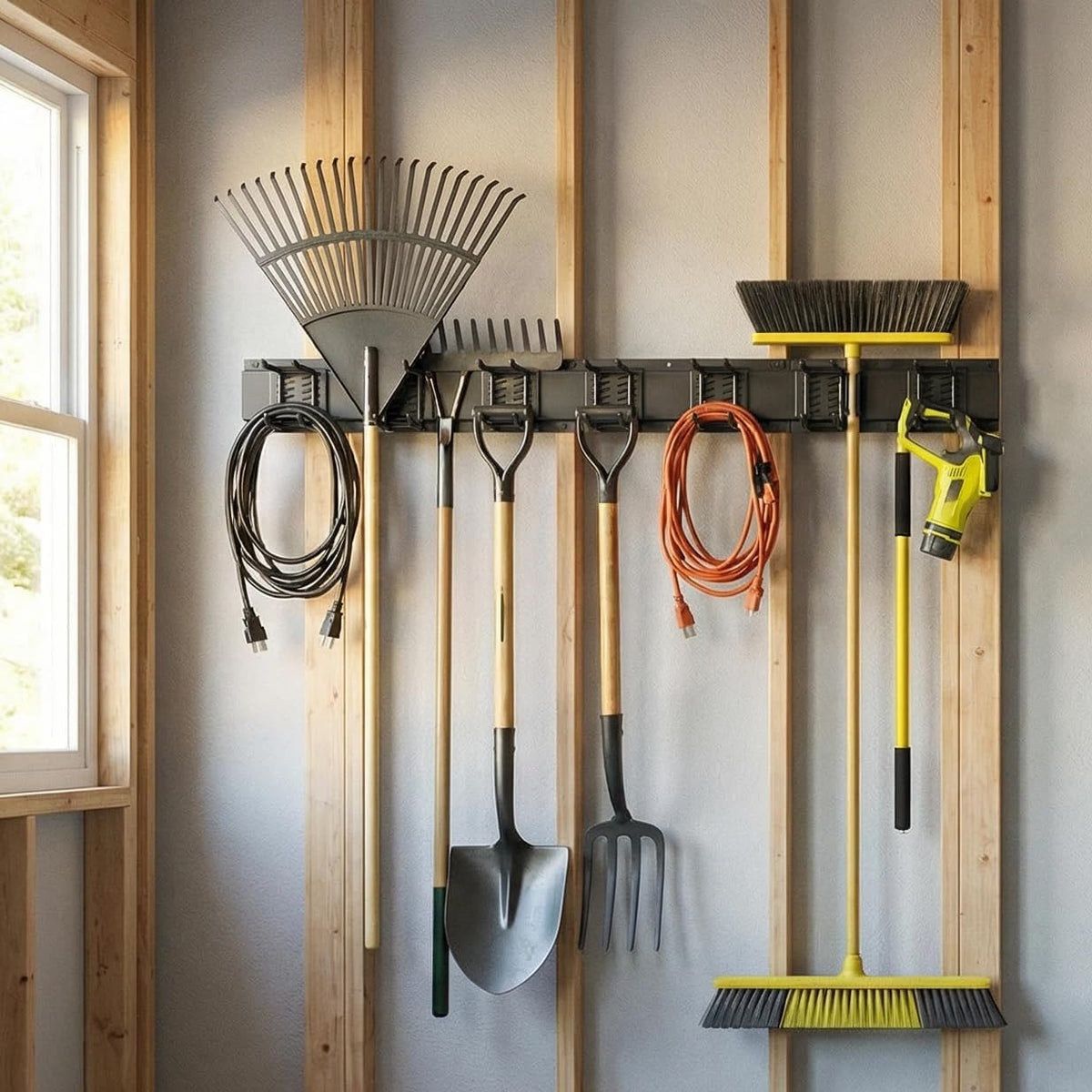 mbqq garage tool organizer wall mounted, 24 inches, front angle view