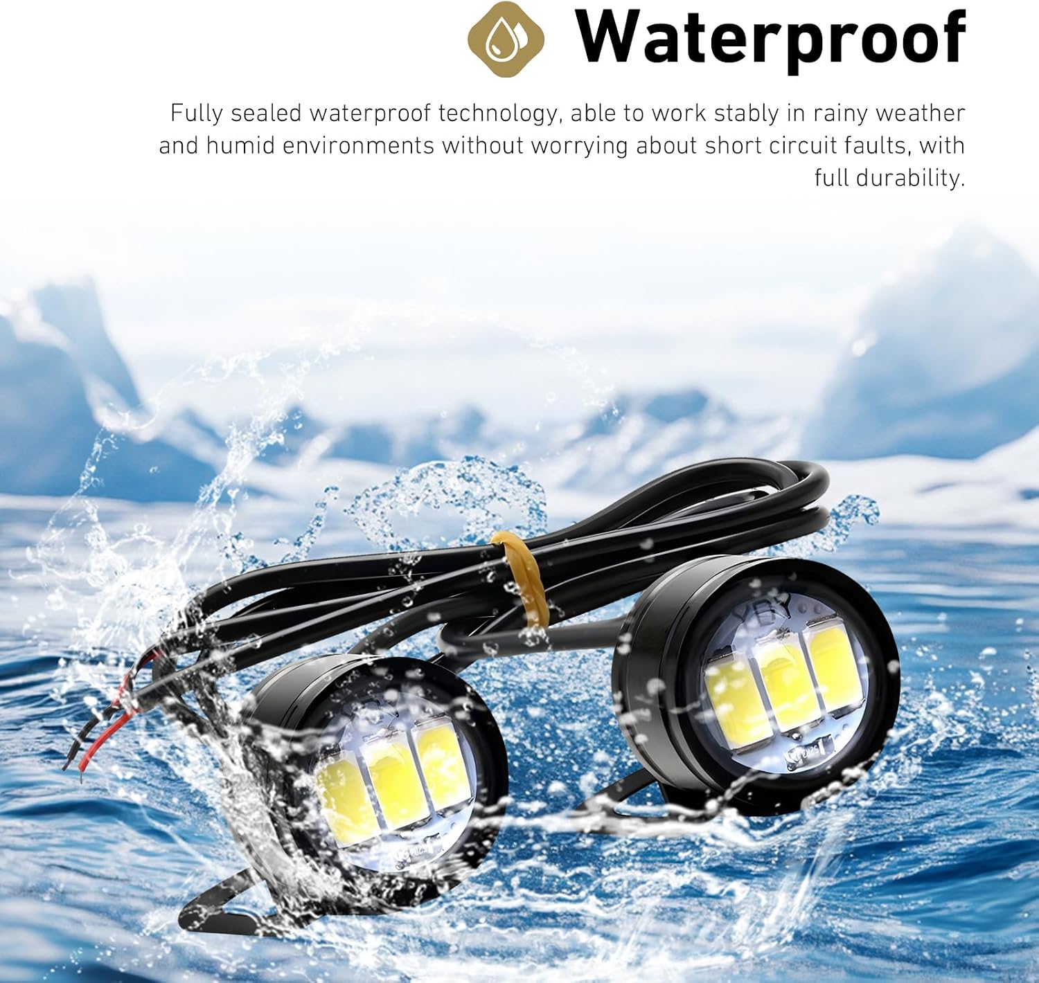 2 PCS Motorcycle LED Eagle Eye Lights, Ultra-Bright Motorcycle Auxiliary Spotlight, 12V Waterproof Daytime Running Lights, Universal for Most Motorcycles (Blue)