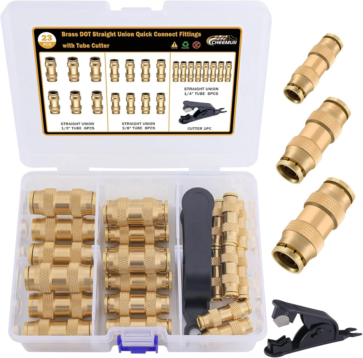 cheemuii 23pcs brass dot air line fittings kit, main product view