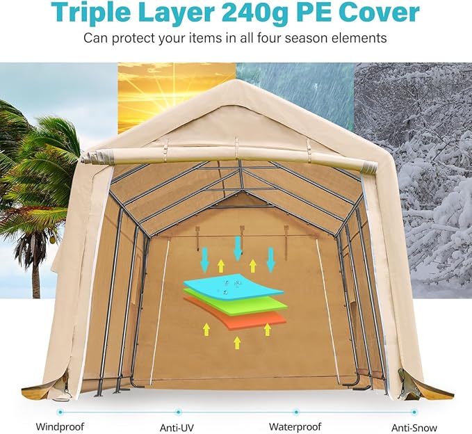 ADVANCE OUTDOOR Heavy Duty 10X20 ft Carport Outdoor Patio Portable Canopy - Image 4