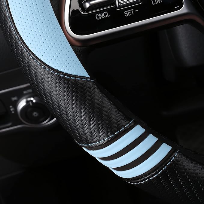 Car Steering Wheel Covers for Women Padded Carbon Fiber PU Leather Cute Auto - Image 4