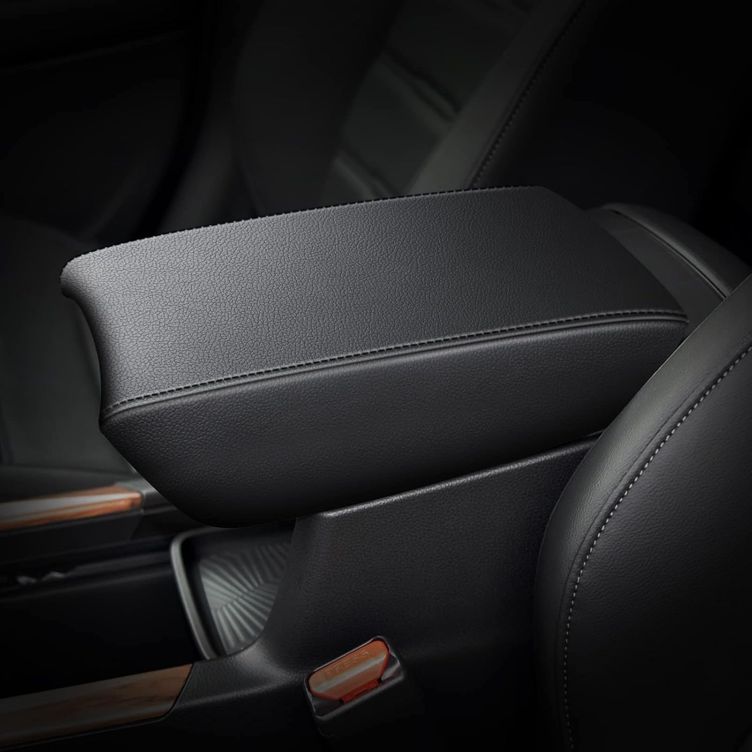 AOMSAZTO Automotive Center Console Cover for CRV Faux Leather Car Armrest Cover Seat Box Protector Custom Fit Compatible for 2017-2022 CRV Black