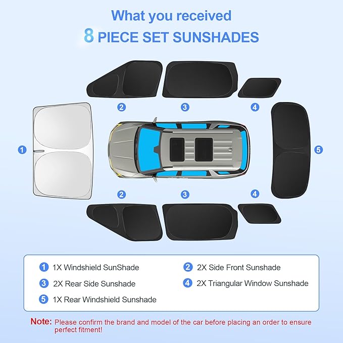 8pcs Car Window Shades for Kia Carnival 2022-2025 Accessories, Windshield Side - Image 7