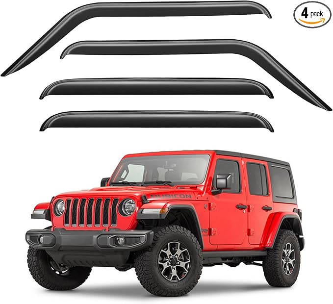 Window Visors Rain Guards for 2018-2025 Jeep Wrangler JL, Out-Channel Window by YQAUTEC
