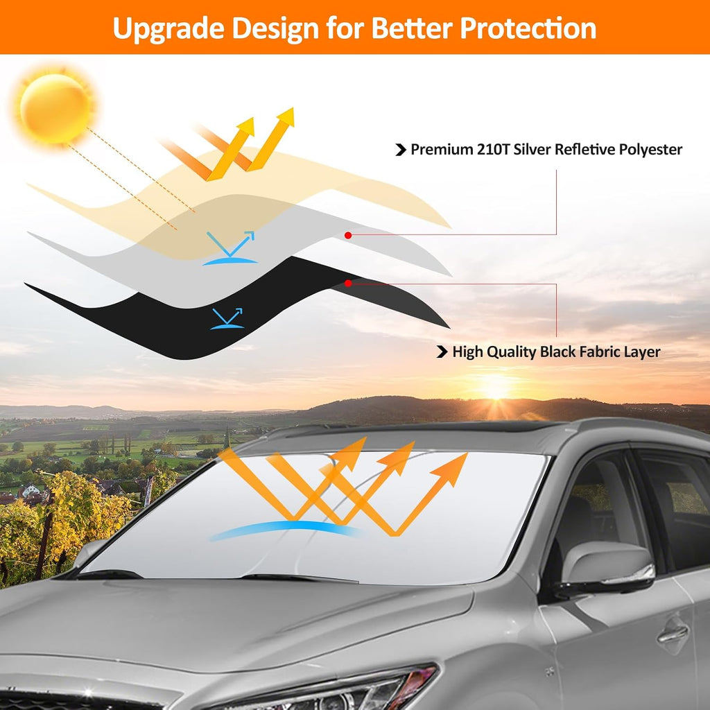 D-Lumina Winshield Sun Shade for Infiniti QX60 2014 2015 2016 2017 2018 2019 2020 2021, Foldable Front Sun Shield Protector Blocks UV Rays, Window Sunshade Sun Visor Interior Accessory