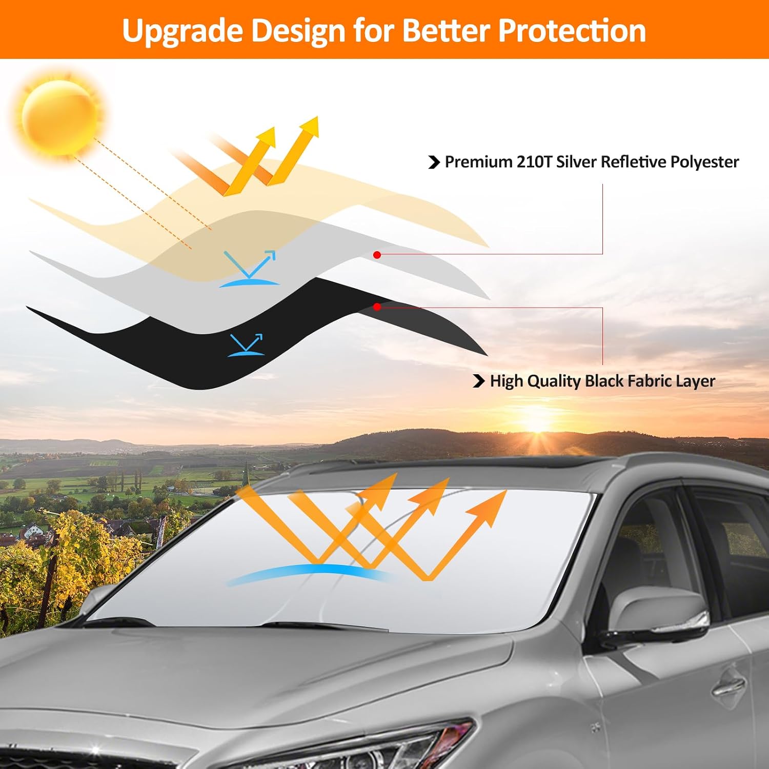 D-Lumina Winshield Sun Shade for Infiniti QX60 2014 2015 2016 2017 2018 2019 2020 2021, Foldable Front Sun Shield Protector Blocks UV Rays, Window Sunshade Sun Visor Interior Accessory