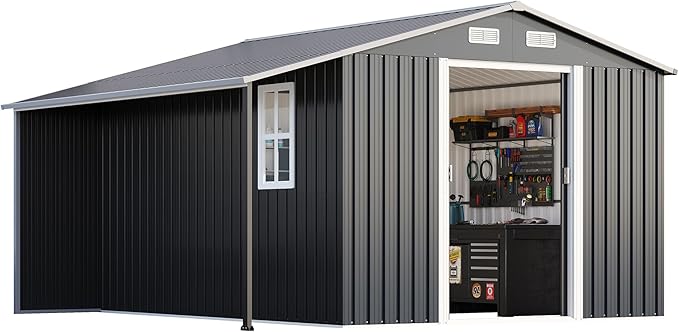 AMERLIFE 10.6x10.3x6.3 FT Galvanized Metal Storage Shed - Image 8