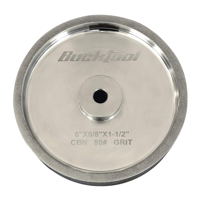 BUCKTOOL 80 Grit 8-Inch CBN Grinding Wheel, 1.5-Inch Wide, 5/8-Inch Arbor