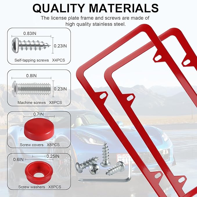 LivTee 4 Holes Stainless Steel License Plate Frames, Automotive Exterior - Image 4