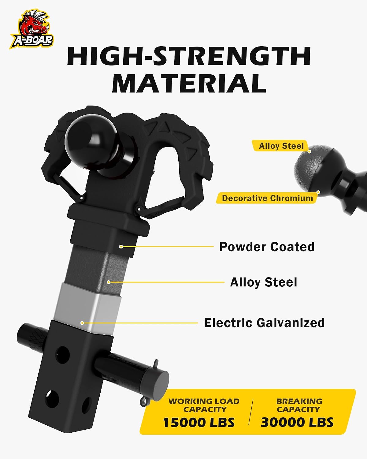 Hitch Step for 2" Receivers,Trailer Hitch with 2-Inch Ball Hitch and Trailer Hitch Pin, Drop Forged Steel Truck Hitch Step, 14 Ton (30000 Lbs) Maximum Break Strength Tow Hitch Receiver, Black