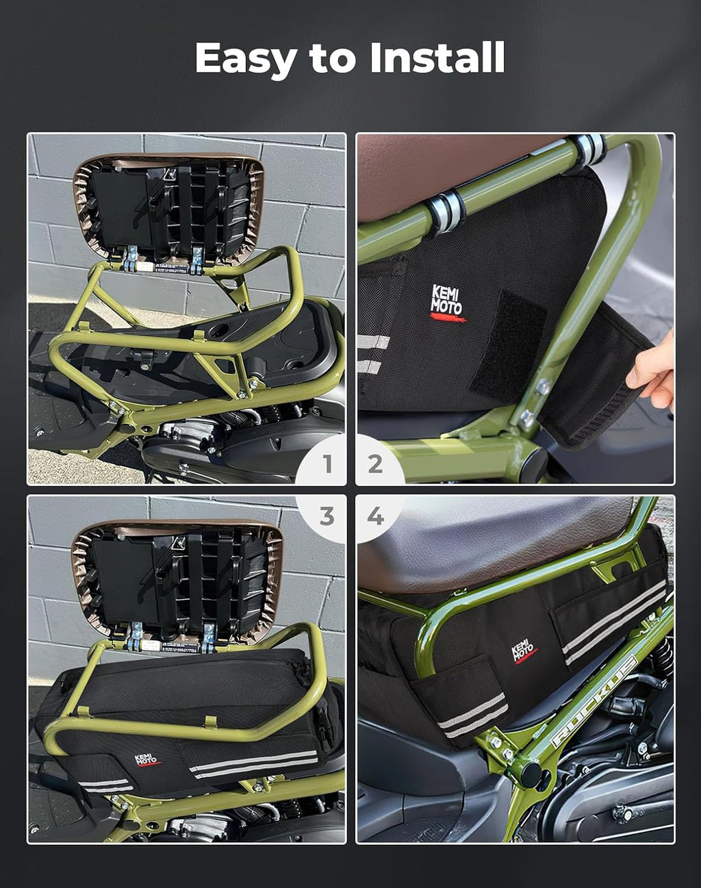 KEMIMOTO Under Seat Storage Bag Compatible with Ruckus 2010-2025 Cling Side Frame Bag Saddle Bag Luggage Scooter Comes with Shoulder Straps 30L