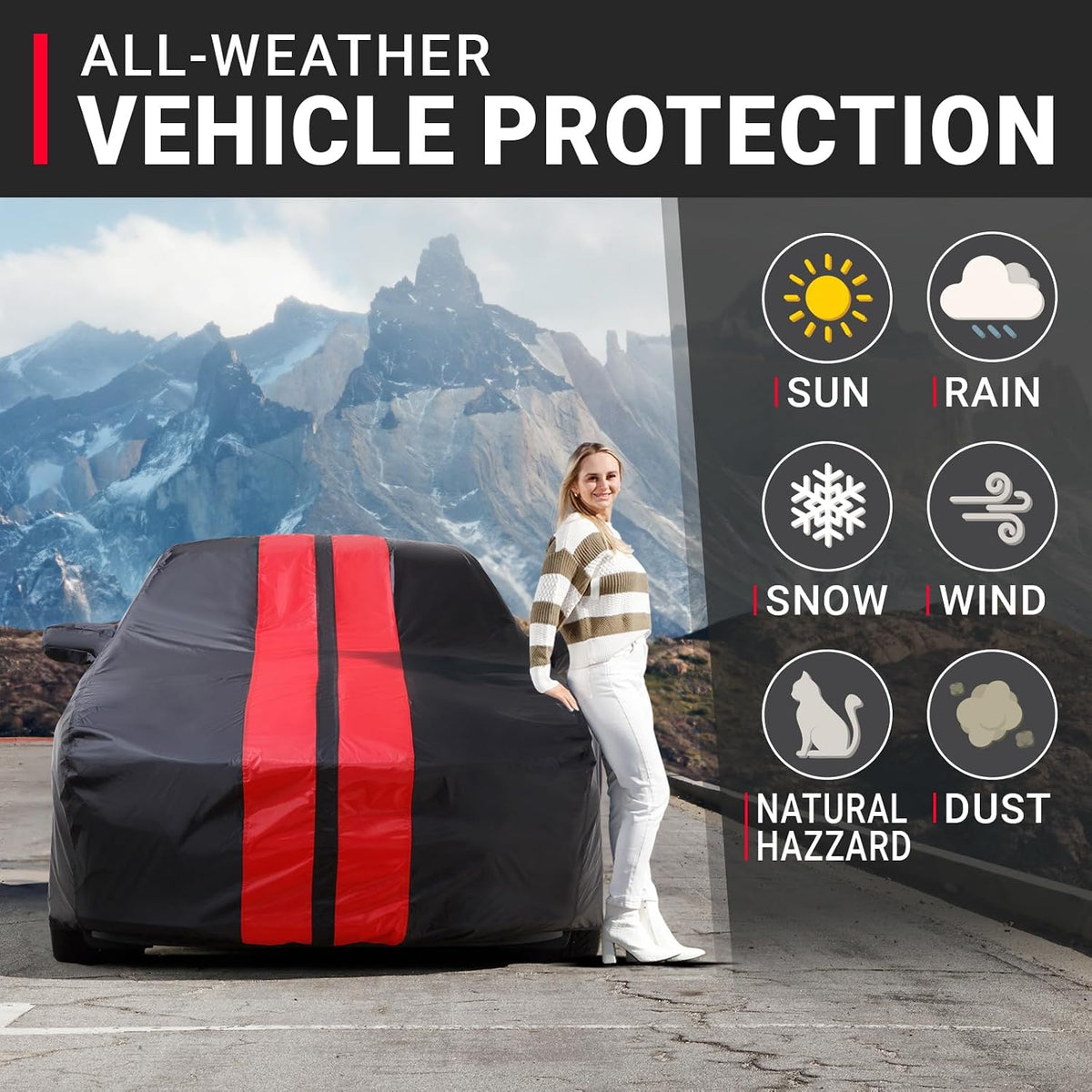 icarcover car cover waterproof all weather for 2000-2020 shown in use