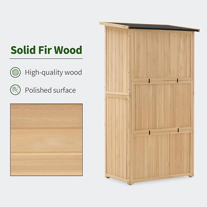MCombo Outdoor Storage Cabinet, Wooden Storage Shed