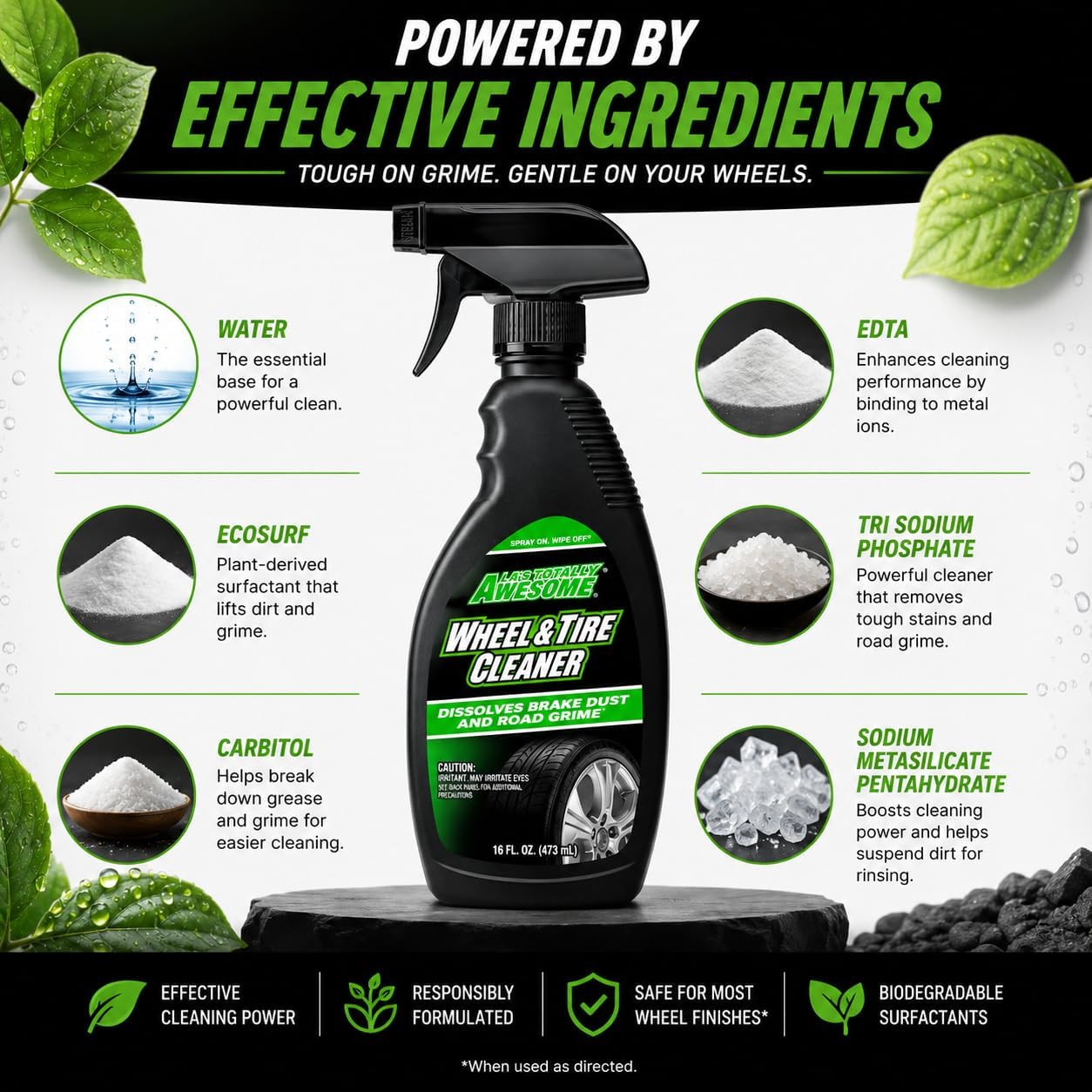 Wheel & Tire Cleaner – Heavy-Duty Formula Dissolves Brake Dust & Road Grime – Deep Cleaning for Rims, Tires & Wheels – Pack of 2, 16 fl oz Each