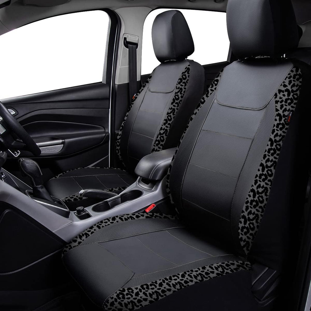 flying banner carbon fiber leather vehicle seat covers shown in use