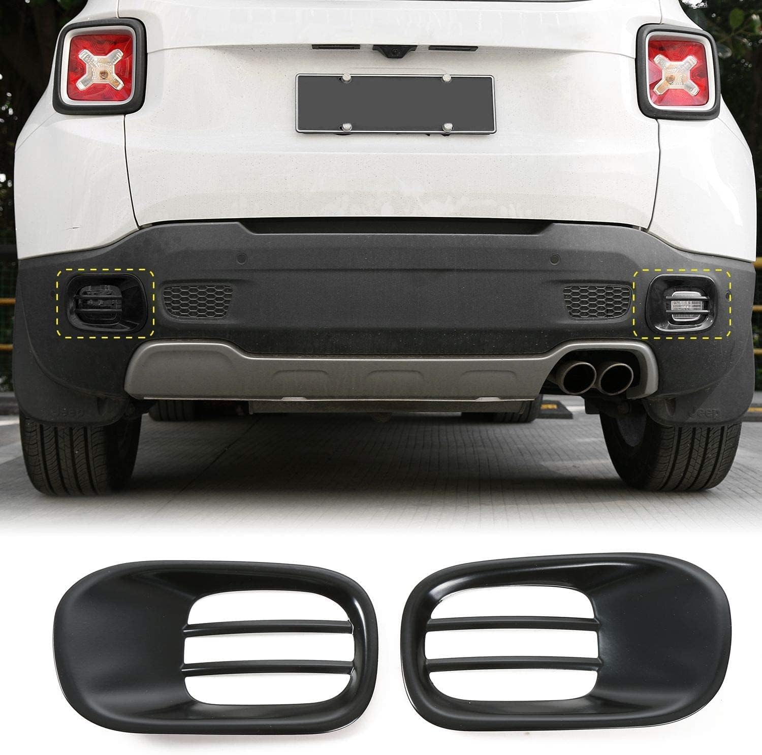 JeCar Rear Tail Fog Light Lamp Frame Trim Cover for 2015-2018 Jeep Renegade 2015-2018